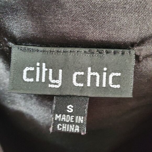 City Chic Black and white city lights zip up corset peplum size small = size 16 - Picture 9 of 10